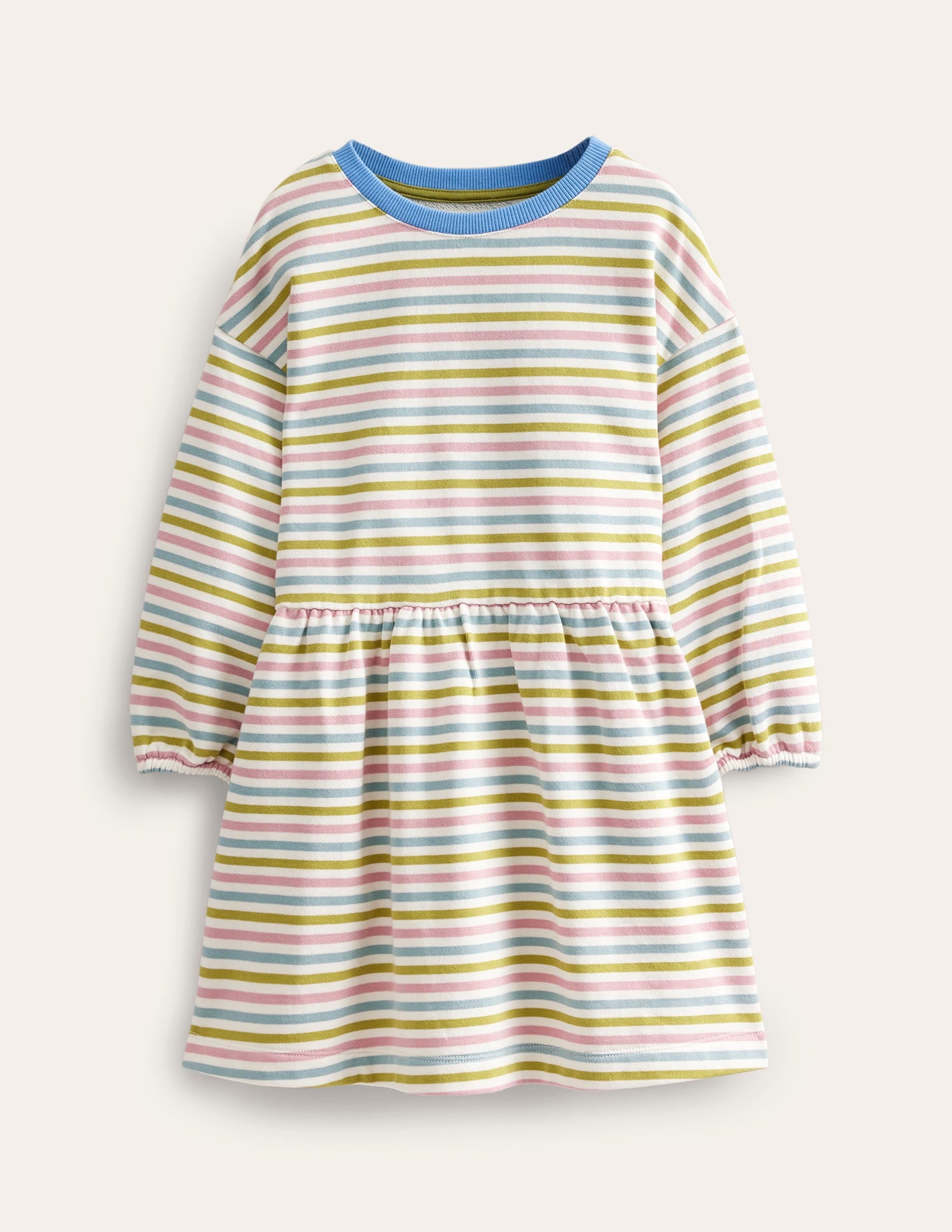 Relaxed Printed Sweat Dress-Starfuit/Almond Pink