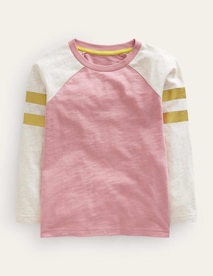 Colourblock Raglan T-shirt-Almond Pink-1