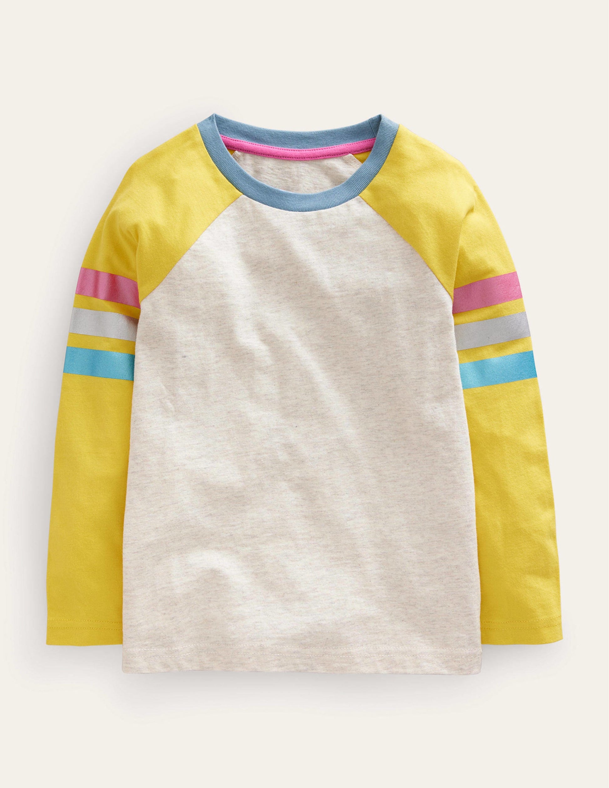 Colourblock Raglan T-shirt-Oatmeal Marl-1