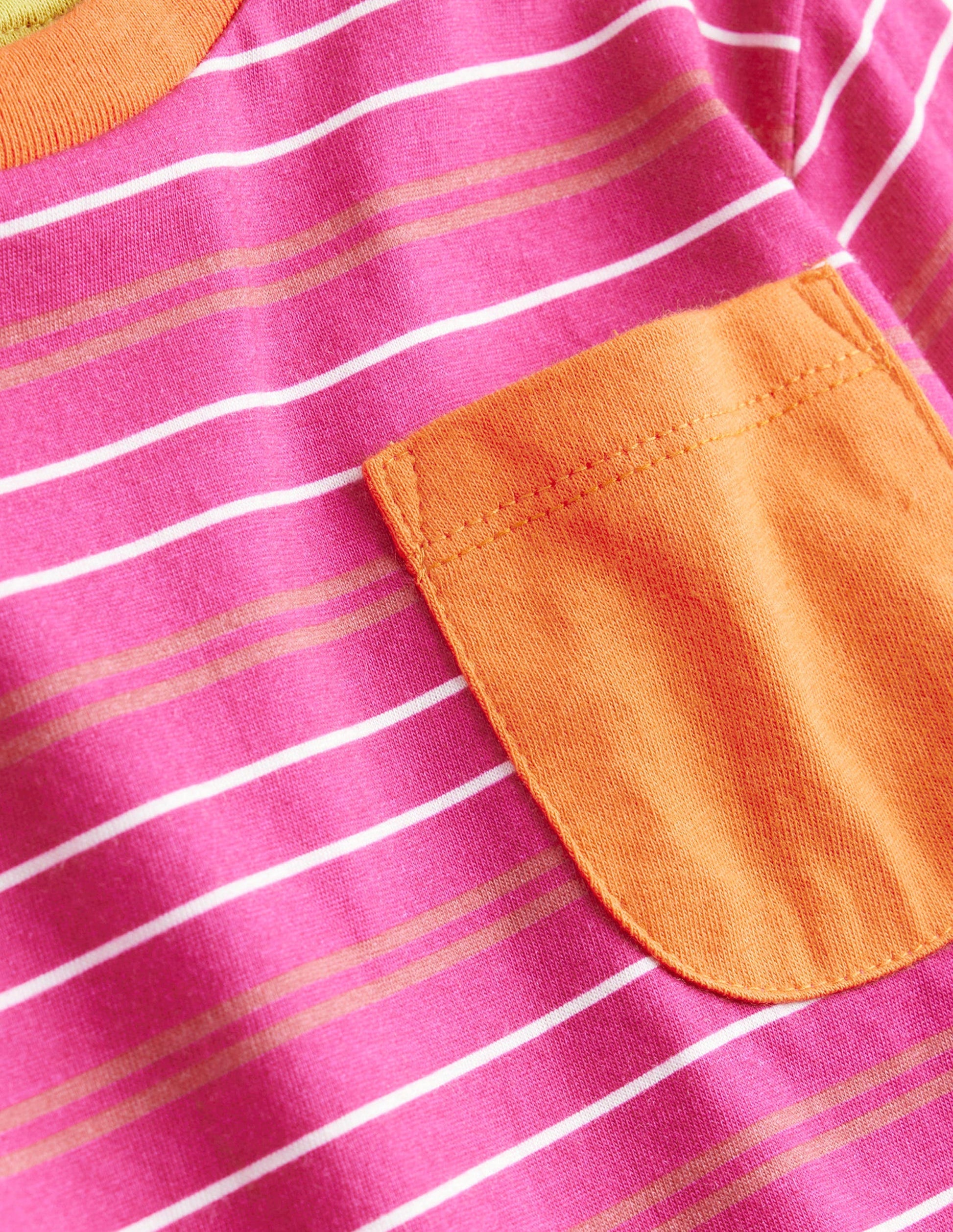 Slub Stripe Jersey Dress-Bright Pink-3