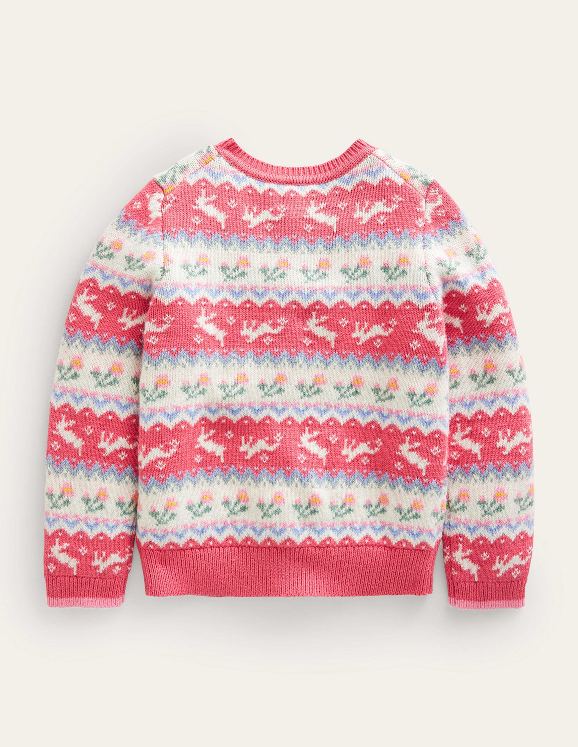 Fair Isle Cardigan-Blush Pink Bunnies-2