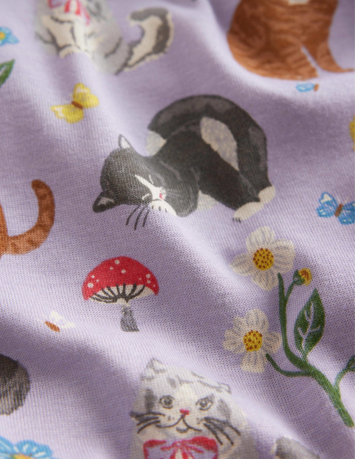 Snug Long John Pyjamas-Light Purple Cats