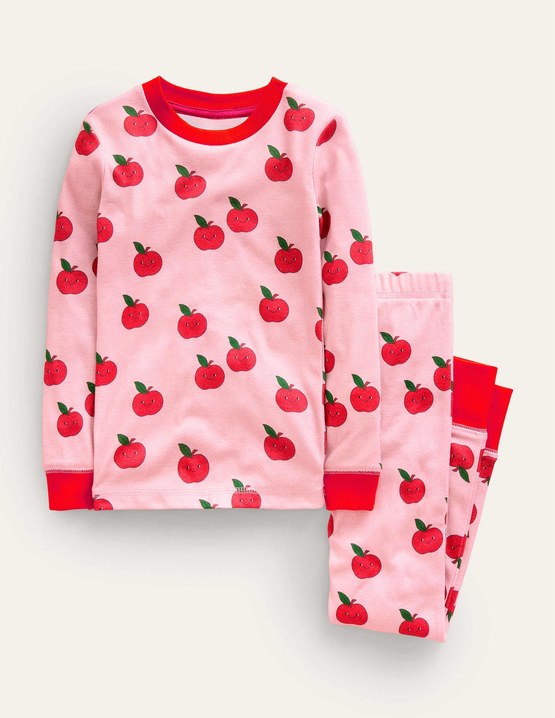 Snug Long John Pyjamas-Almond Pink Apple-1