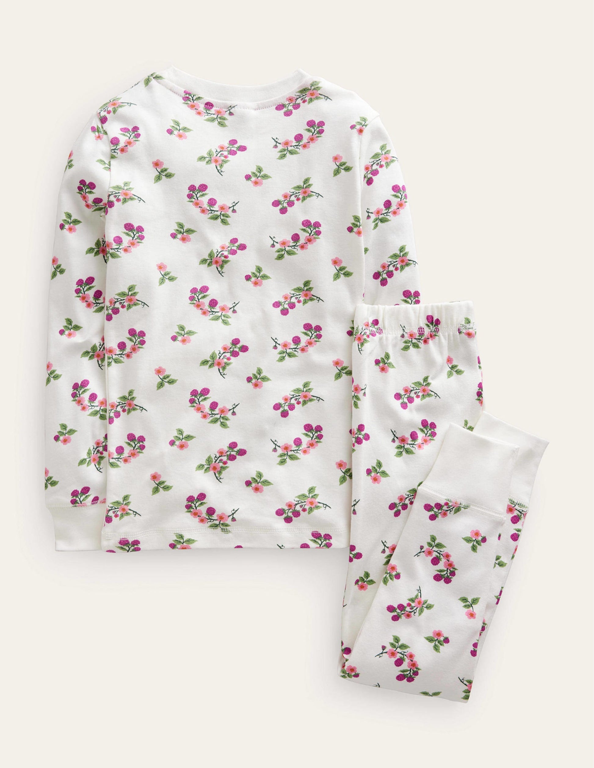 Snug Long John Pyjamas-Ivory Floral-2