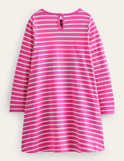 Big Appliqué Dress-Tickled Pink/Ivory-2