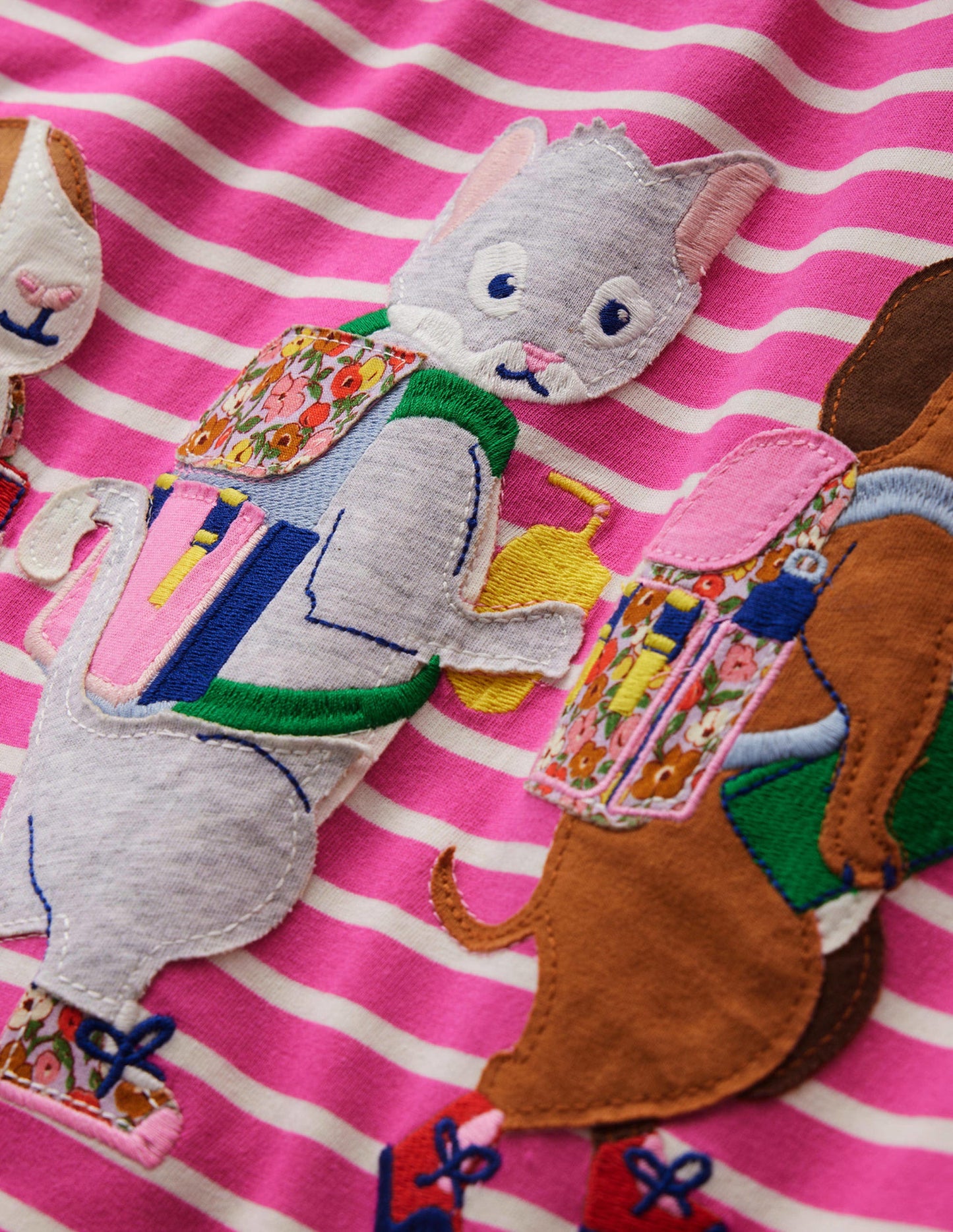 Big Appliqué Dress-Tickled Pink/Ivory