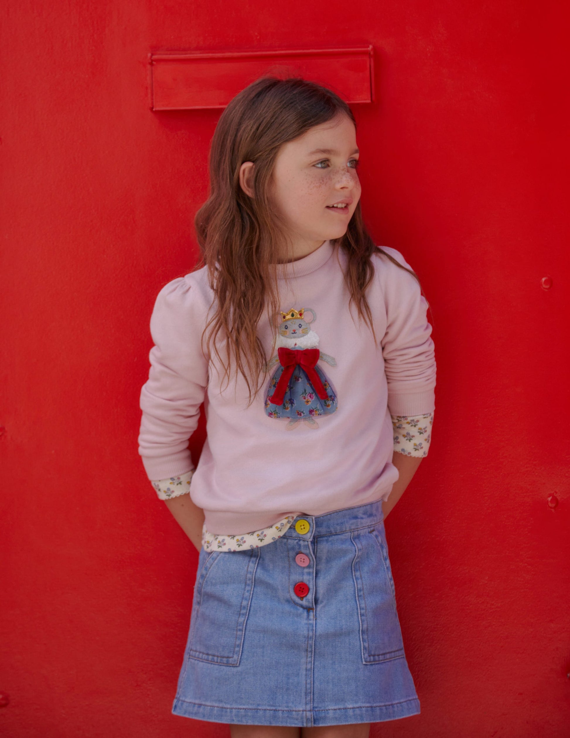 Cosy Applique Sweatshirt-French Pink Mouse-4