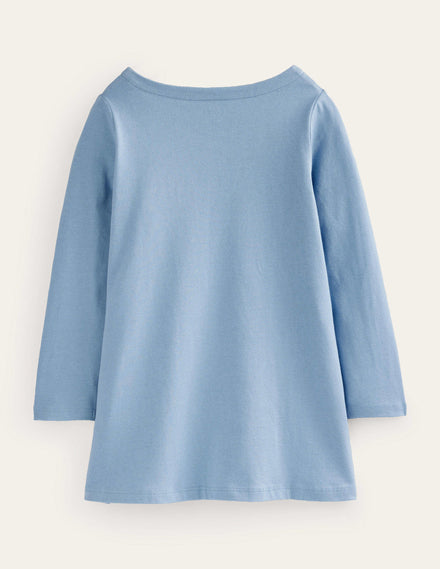 Appliqué Jersey Tunic-Pebble Blue Cats