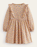 Long Sleeve Ruffle  Dress-Multi Ditsy Floral