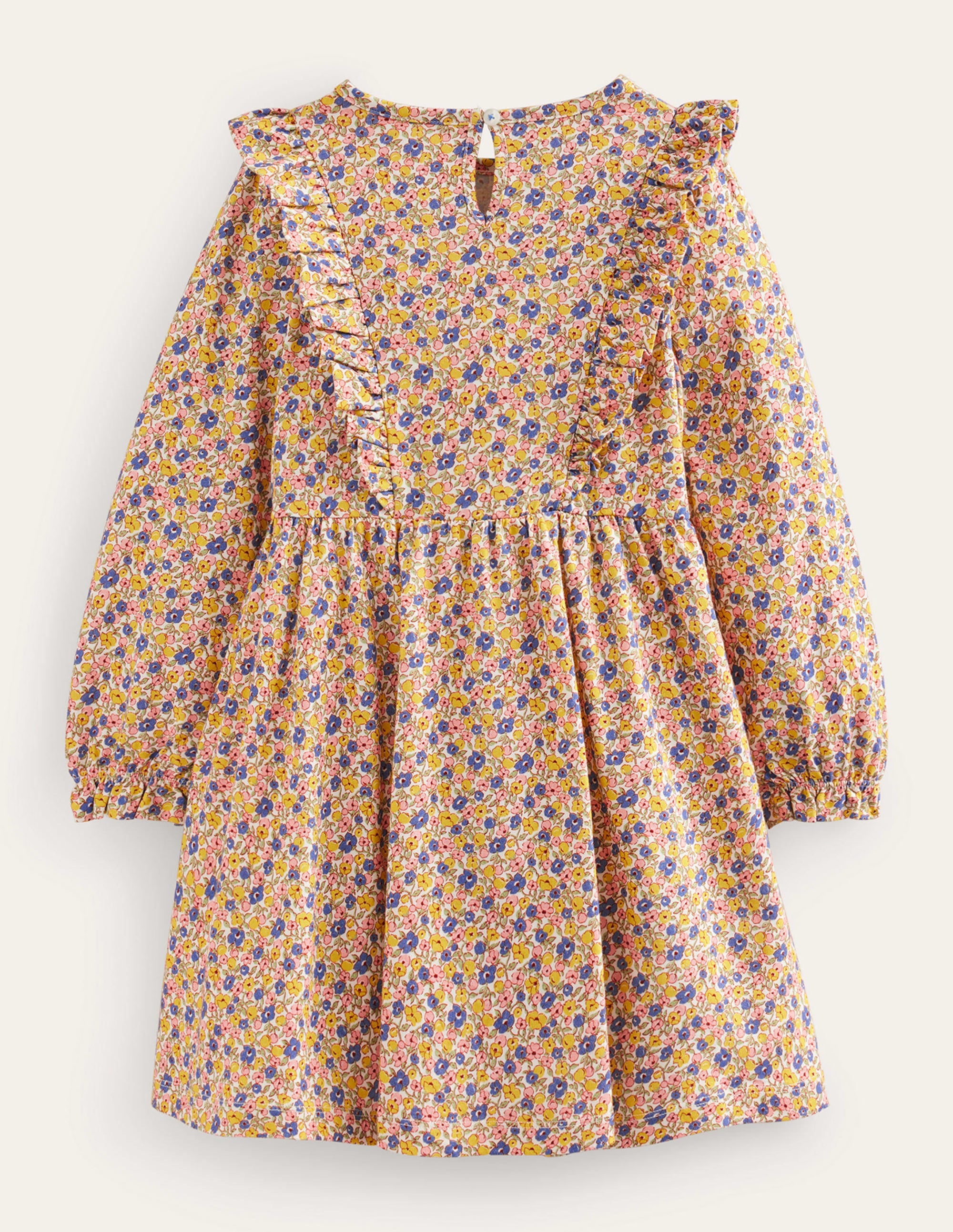 Long Sleeve Ruffle  Dress-Multi Ditsy Floral - Image 2