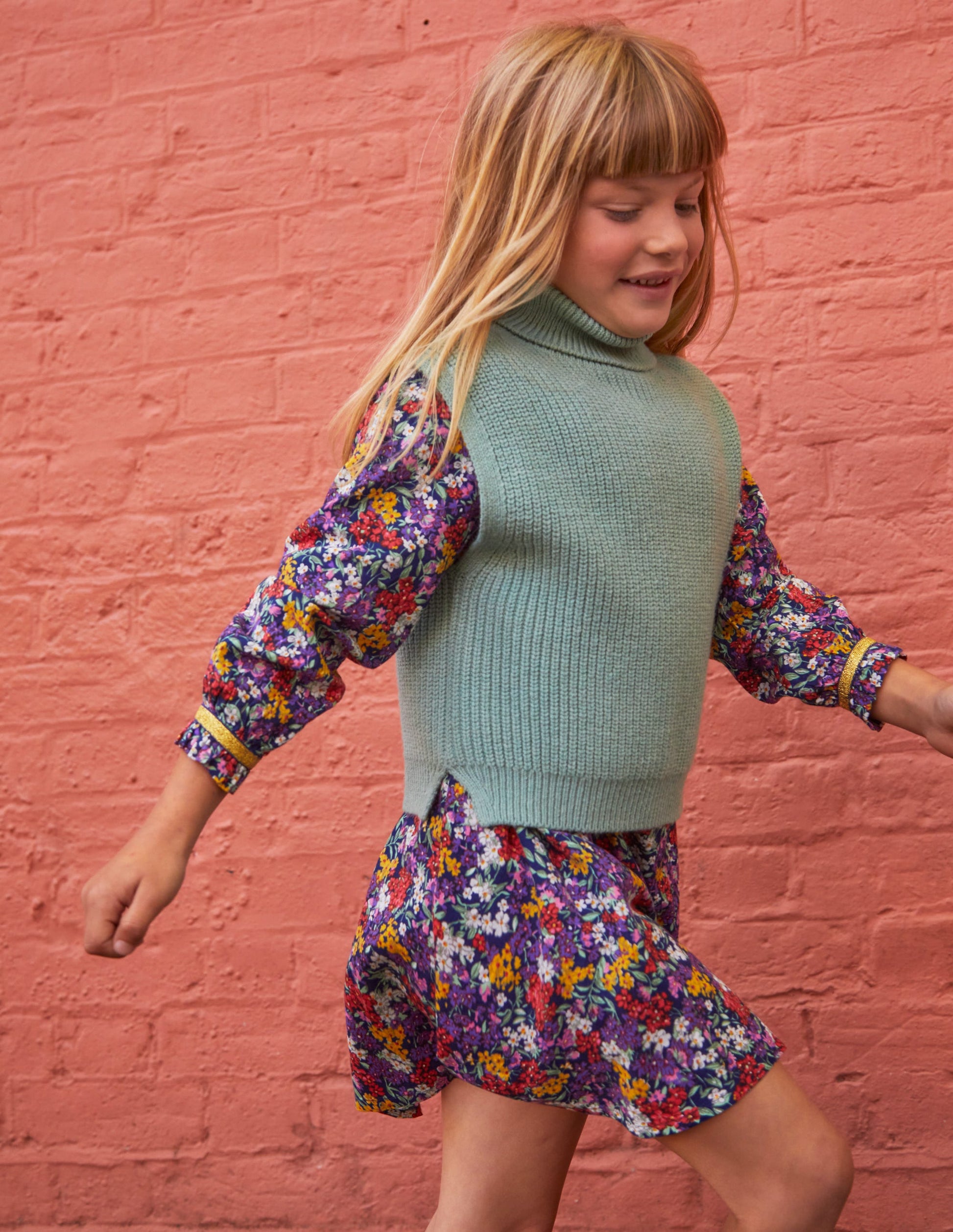 Gathered Neck Woven Dress-Multi Bloom-4