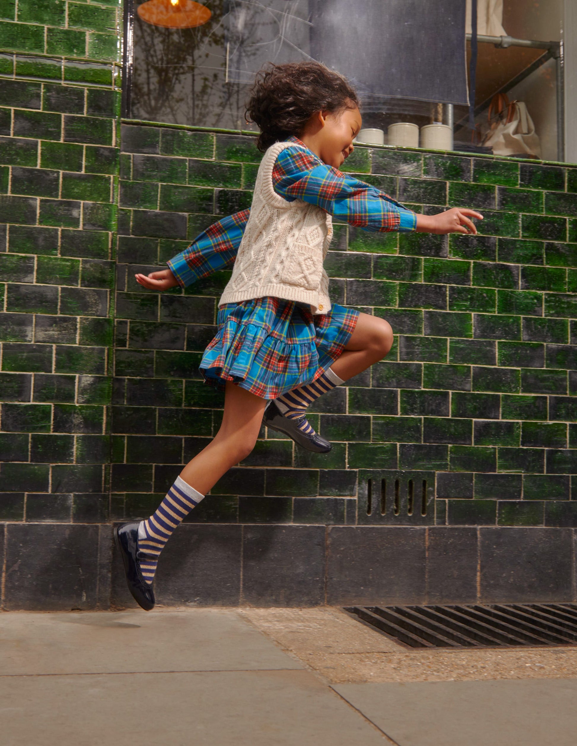 Check Cotton Shirt Dress-Blue / Red Check-4