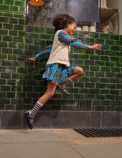 Check Cotton Shirt Dress-Blue / Red Check-4