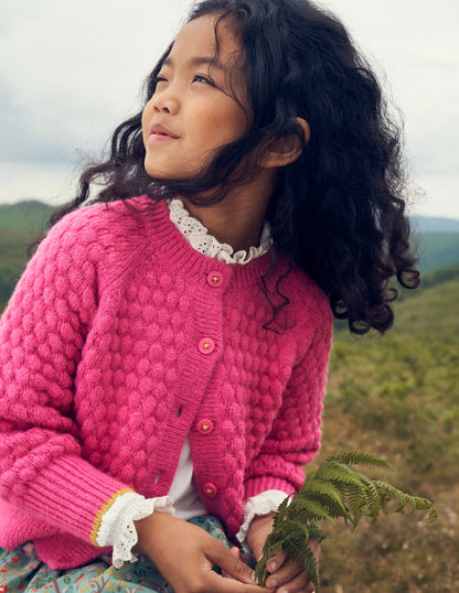 Bobble Stitch Cardigan-Mid Pink-5