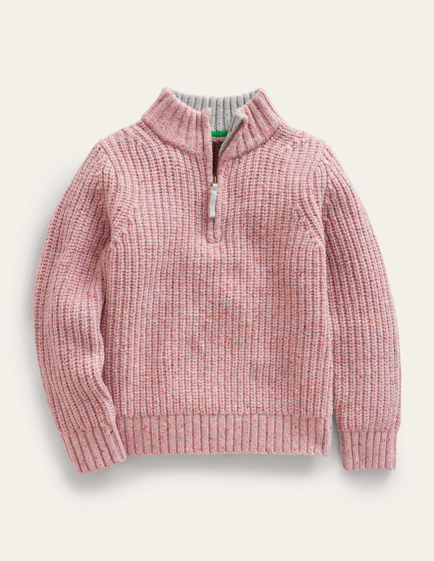 Half Zip Jumper-Pale Pink Neps