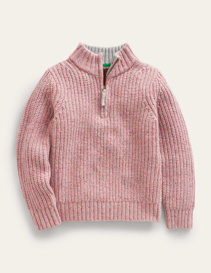 Half Zip Jumper-Pale Pink Neps-3