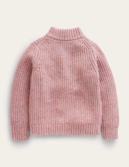 Half Zip Jumper-Pale Pink Neps-4