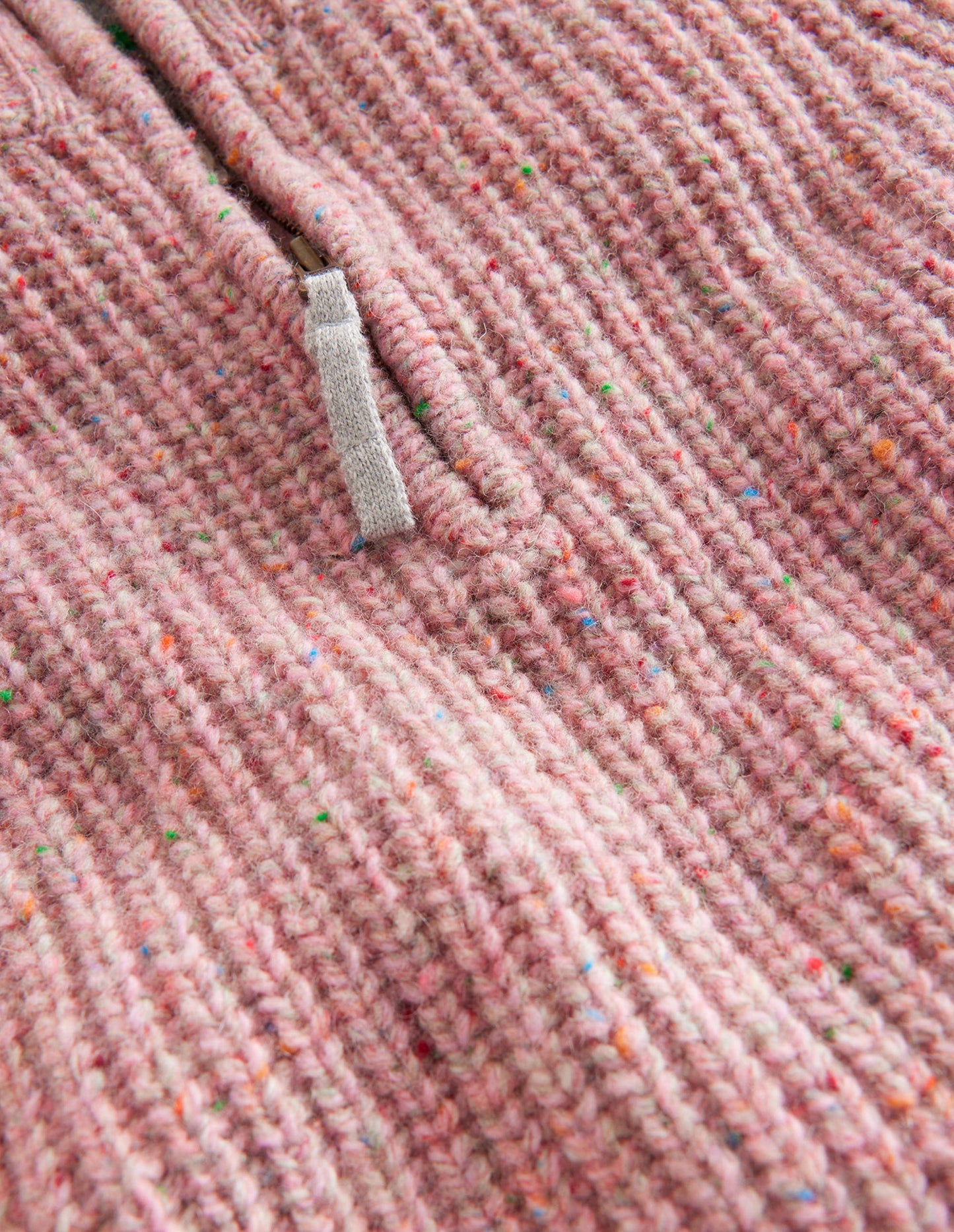 Half Zip Jumper-Pale Pink Neps