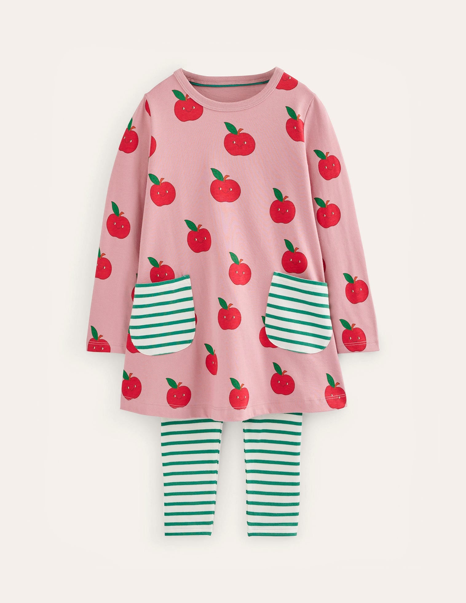 Tunic and Leggings Set-Almond Pink Apples - Image 1