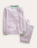 Snug Striped Long John Pyjamas-Pink/Ivory