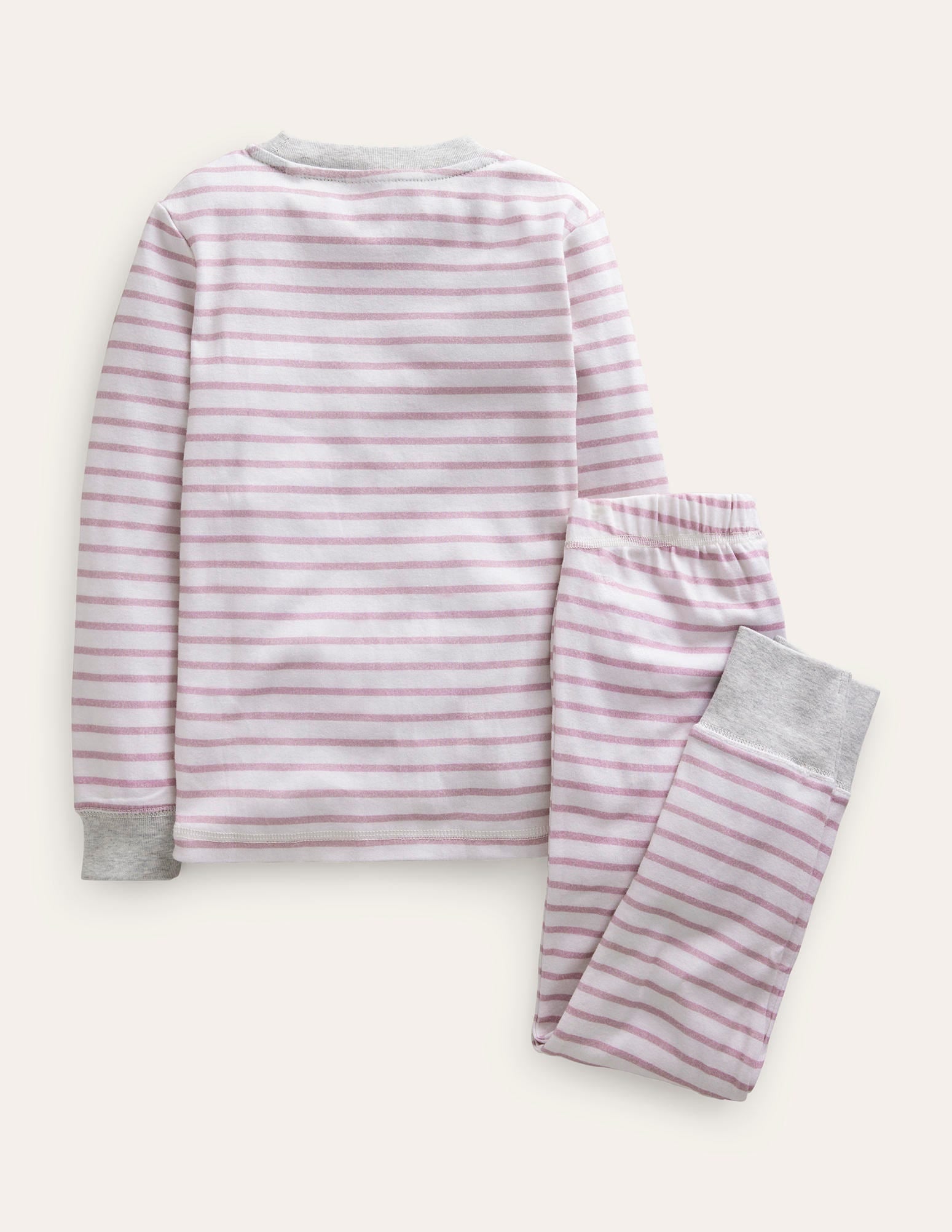 Snug Striped Long John Pyjamas-Pink/Ivory - Image 2