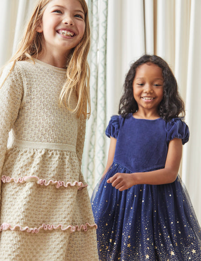 Dip Dye Metallic Party Dress-French Navy-1