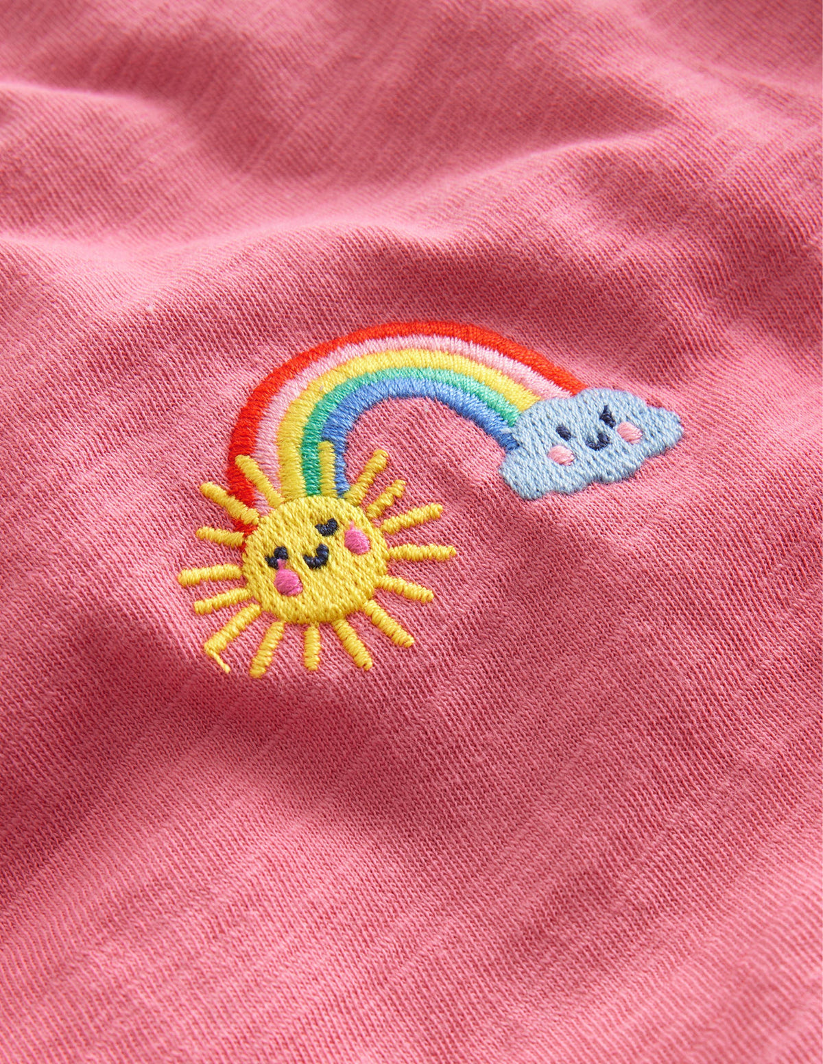 Embroidered Motif T-shirt-Pink Unicorn - Image 3