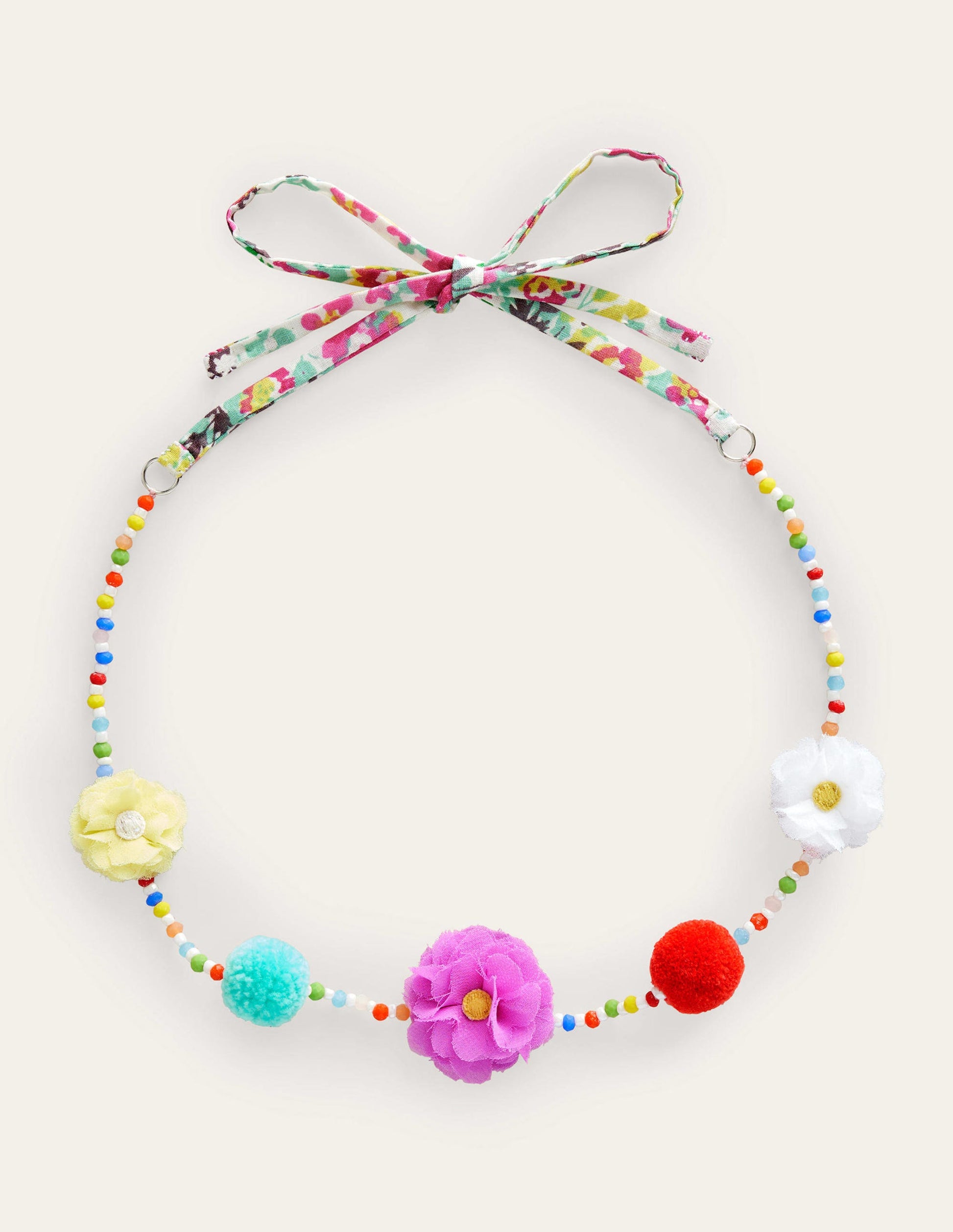 Necklace-Multi Beaded Flowers-1