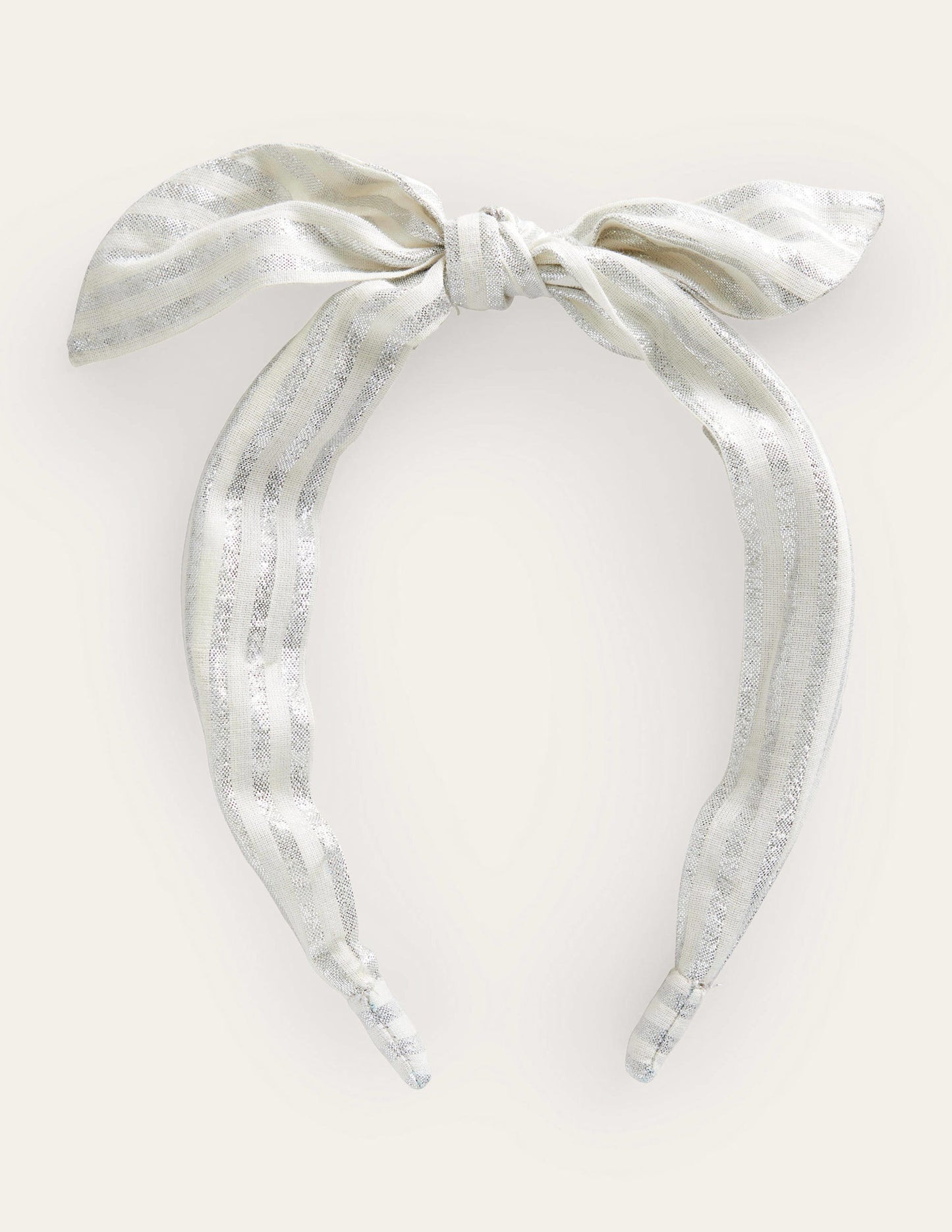 Bow Headband-Silver Metallic Stripe