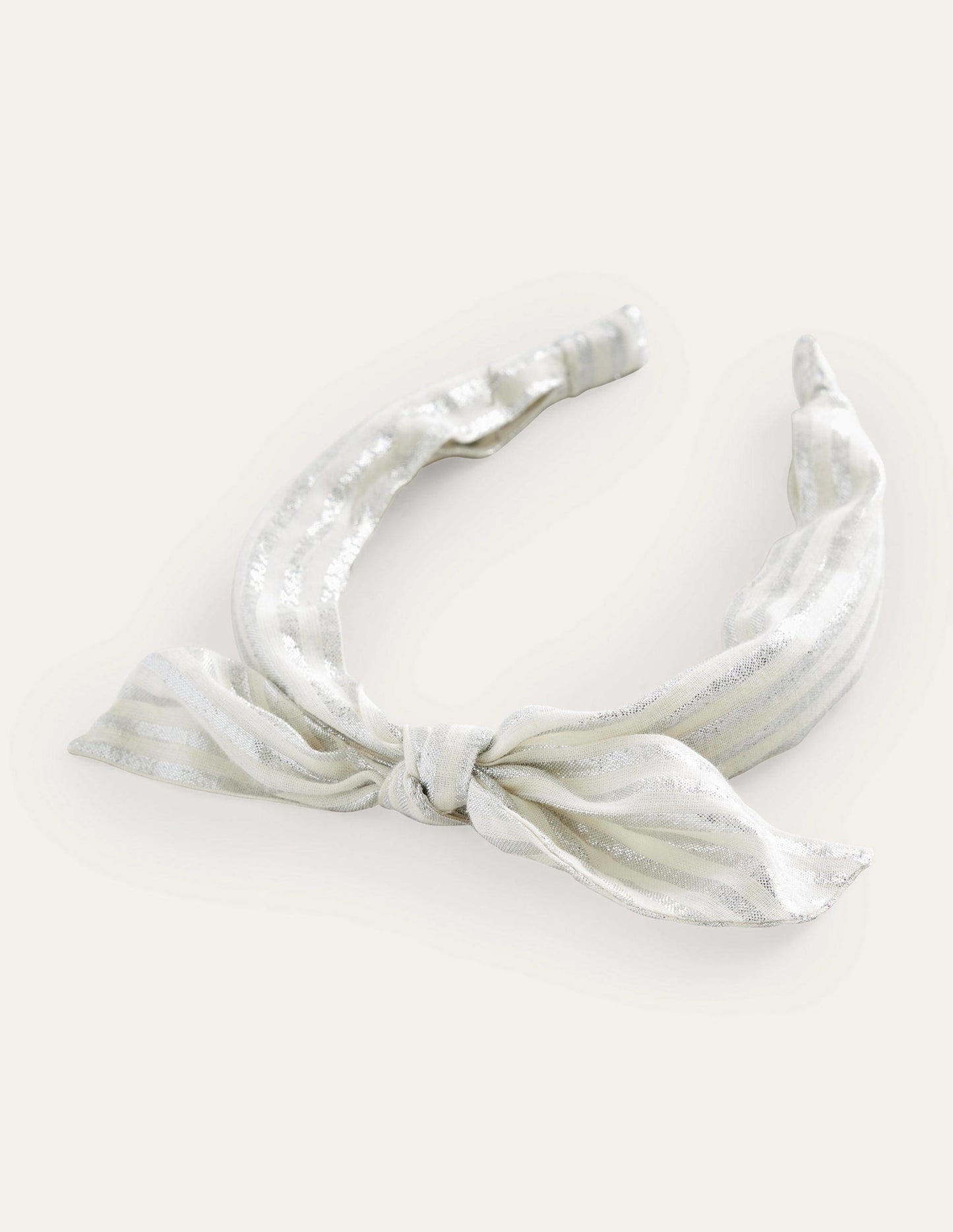 Bow Headband-Silver Metallic Stripe