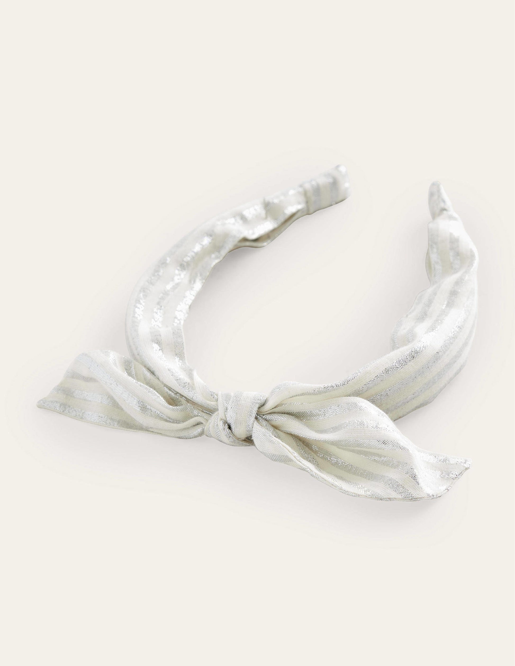 Bow Headband-Silver Metallic Stripe-2