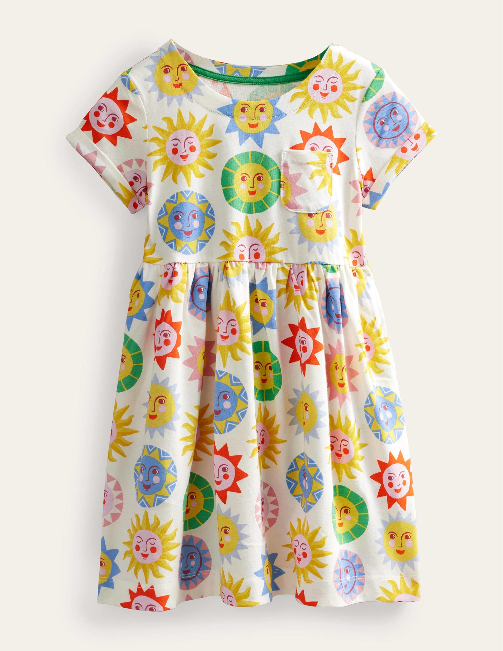 Short Sleeve Fun Jersey Dress-Multi Sun - Image 1
