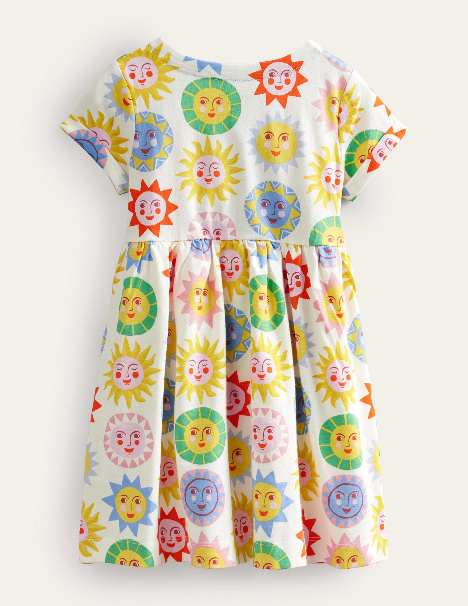 Short Sleeve Fun Jersey Dress-Multi Sun-2