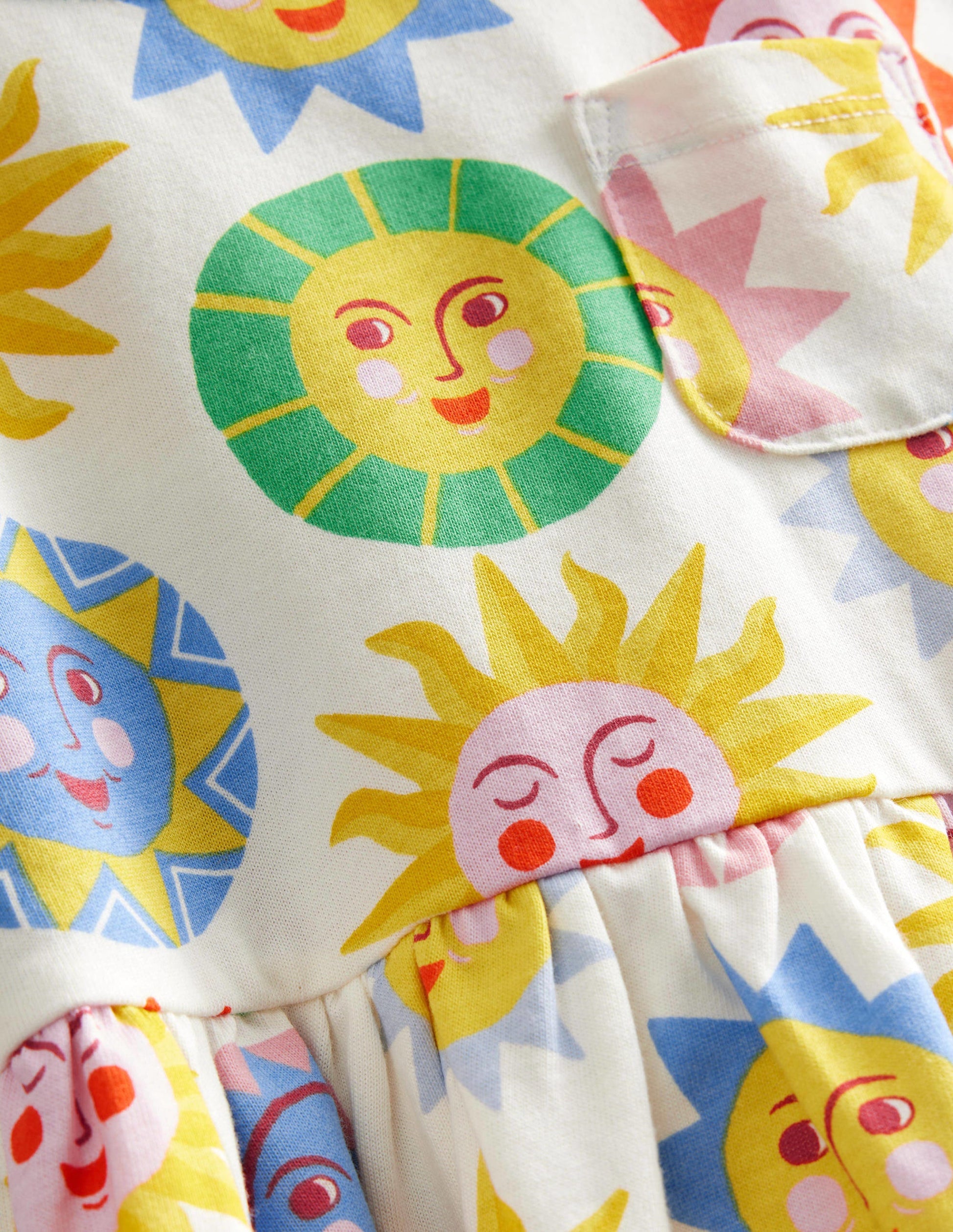 Short Sleeve Fun Jersey Dress-Multi Sun-3