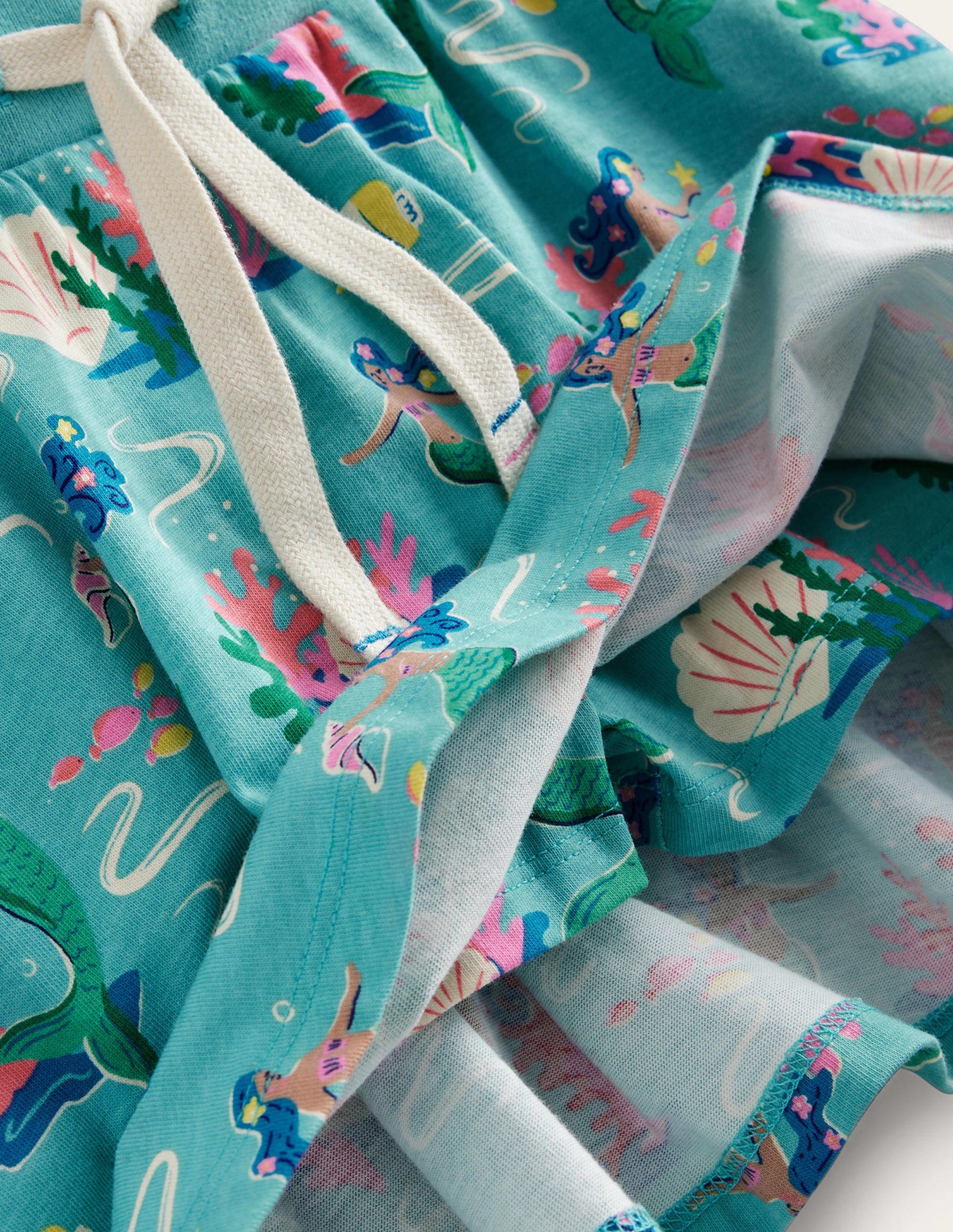 Printed Jersey Skort-Aqua Sea Blue Mermaids-3