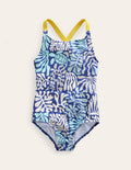 Cross-back Printed Swimsuit-Starboard Coral Reef