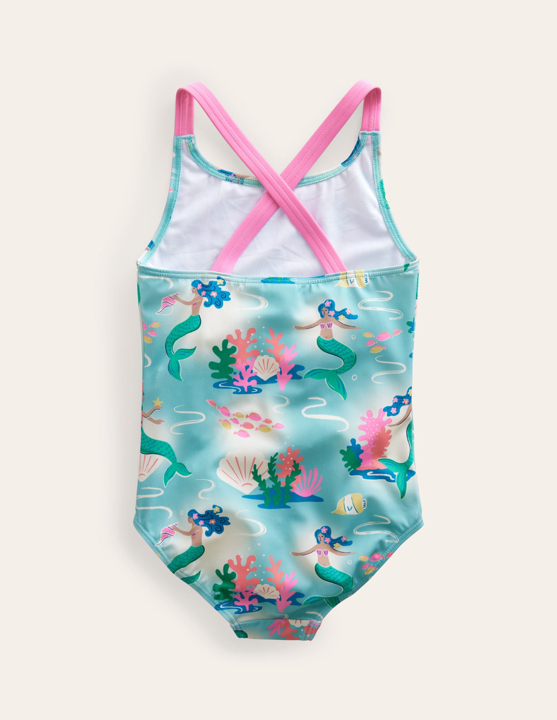 Cross-back Printed Swimsuit-Aqua Sea Magical Mermaid Ombre-2