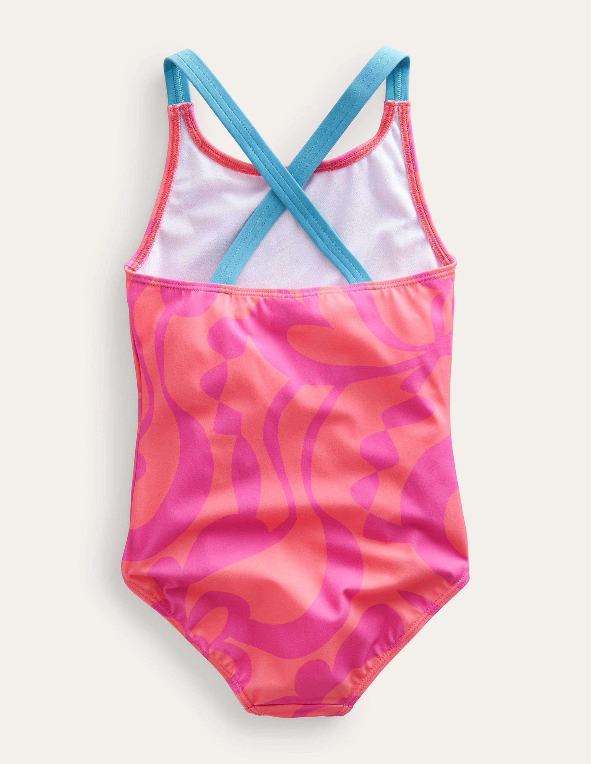 Cross-back Printed Swimsuit-Peach Punch Summer Stencil - Image 2