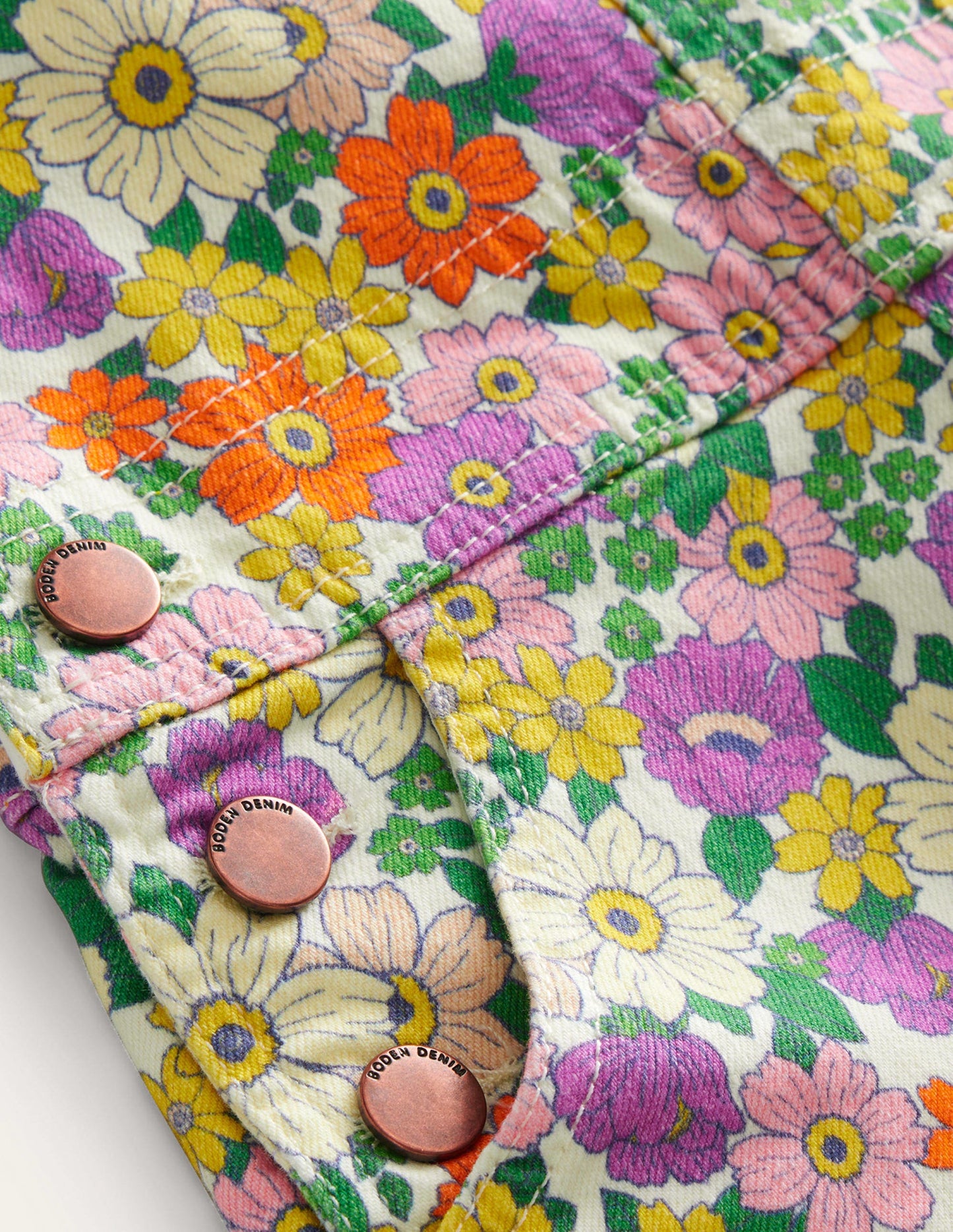Heart Pocket Short Dungarees-Ivory & Purple Caravan Floral