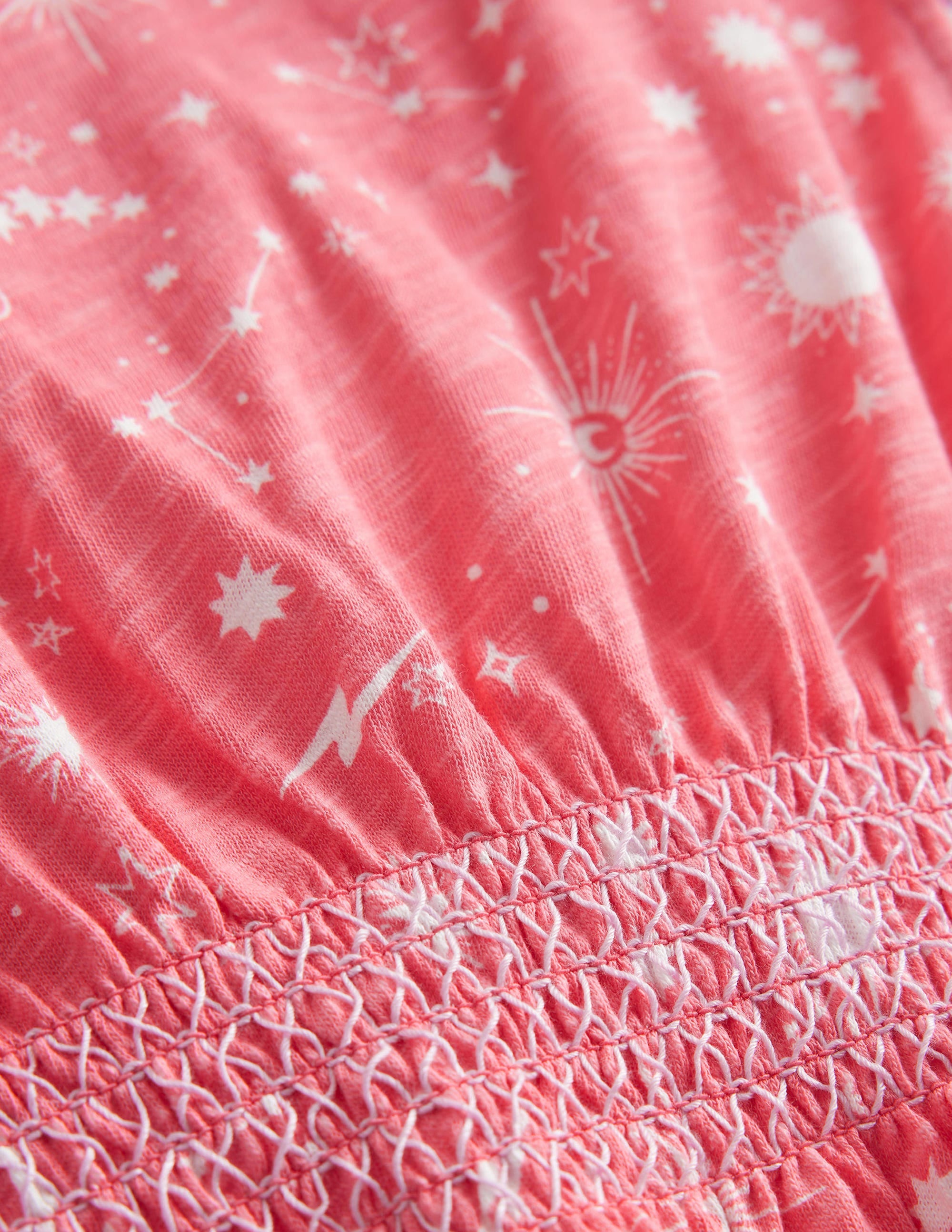 Printed Holiday Dress-Peach Punch Pink - Image 3