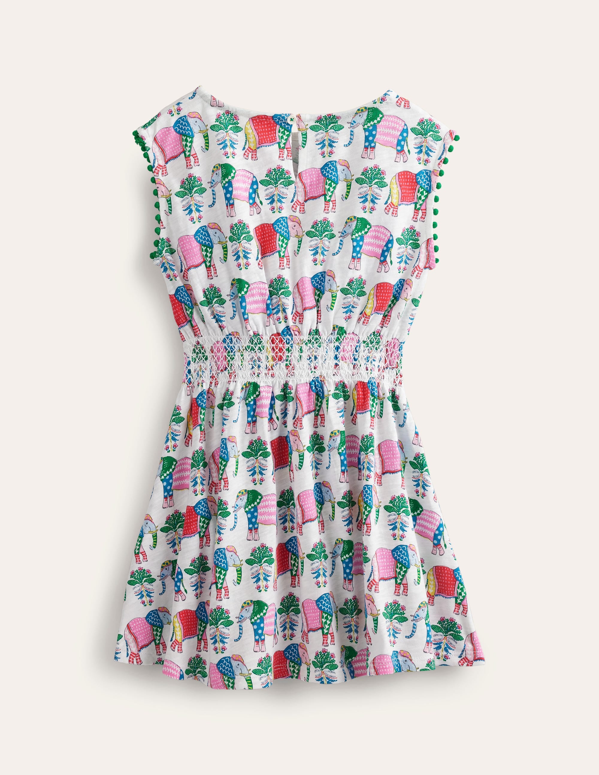 Printed Holiday Dress-Vanilla Pod Elephant Woodblock - Image 2