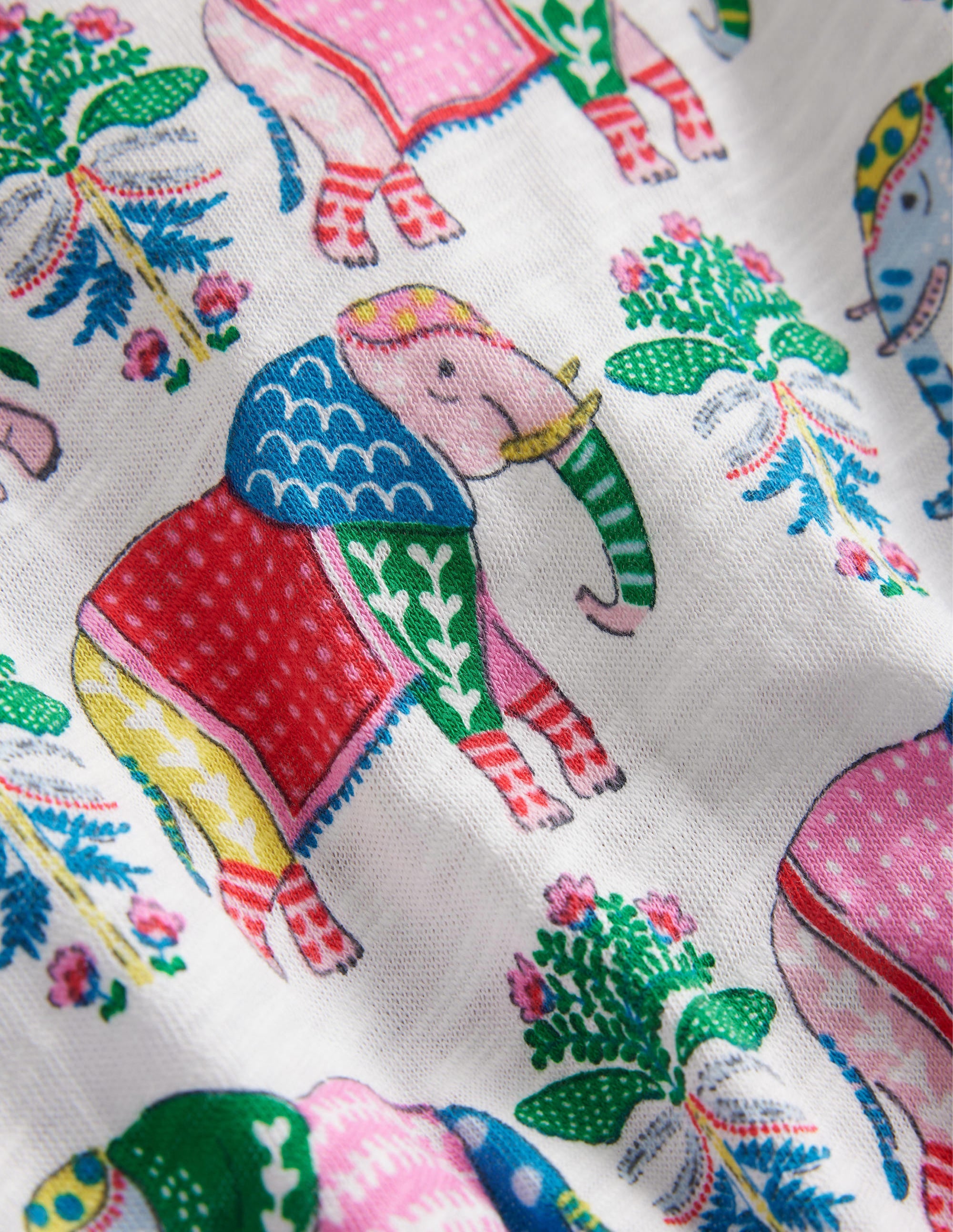 Printed Holiday Dress-Vanilla Pod Elephant Woodblock - Image 3