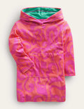 Pattern Towelling Beach Dress-Peach Punch Pink