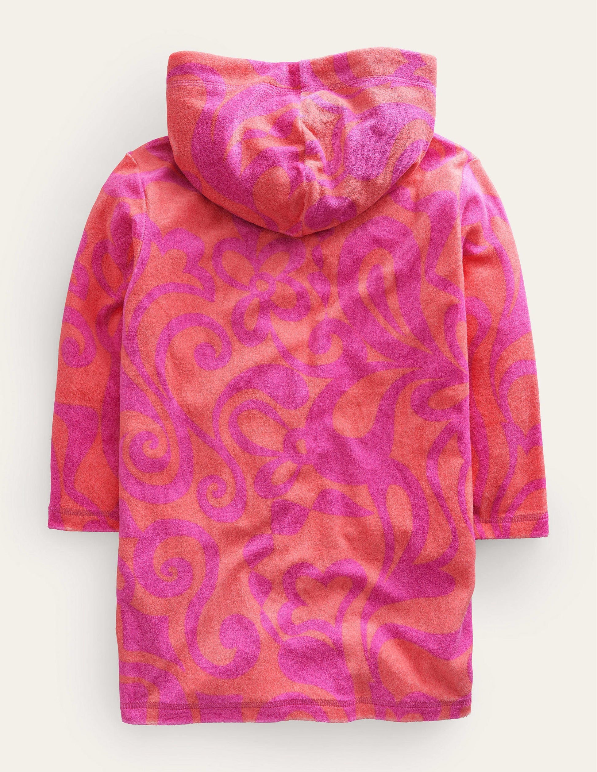 Pattern Towelling Beach Dress-Peach Punch Pink-2