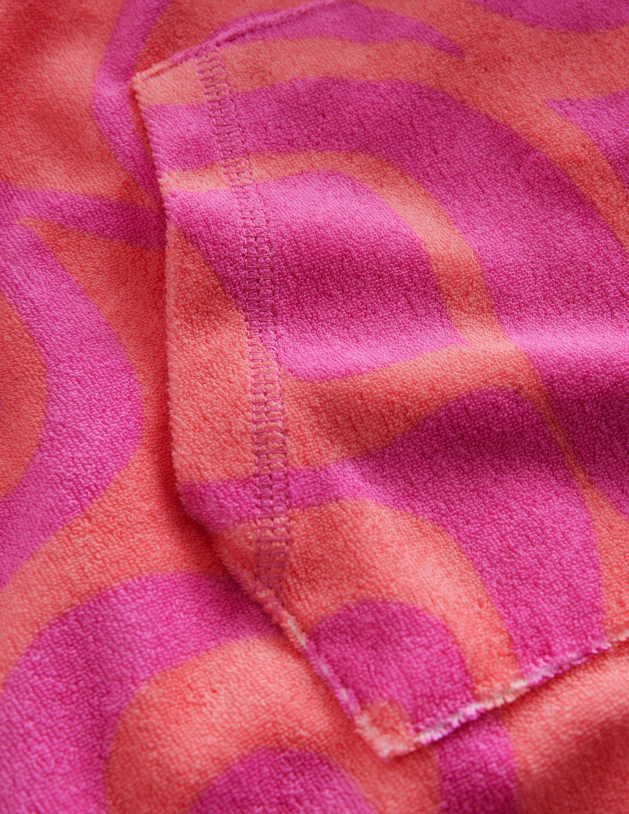 Pattern Towelling Beach Dress-Peach Punch Pink - Image 3