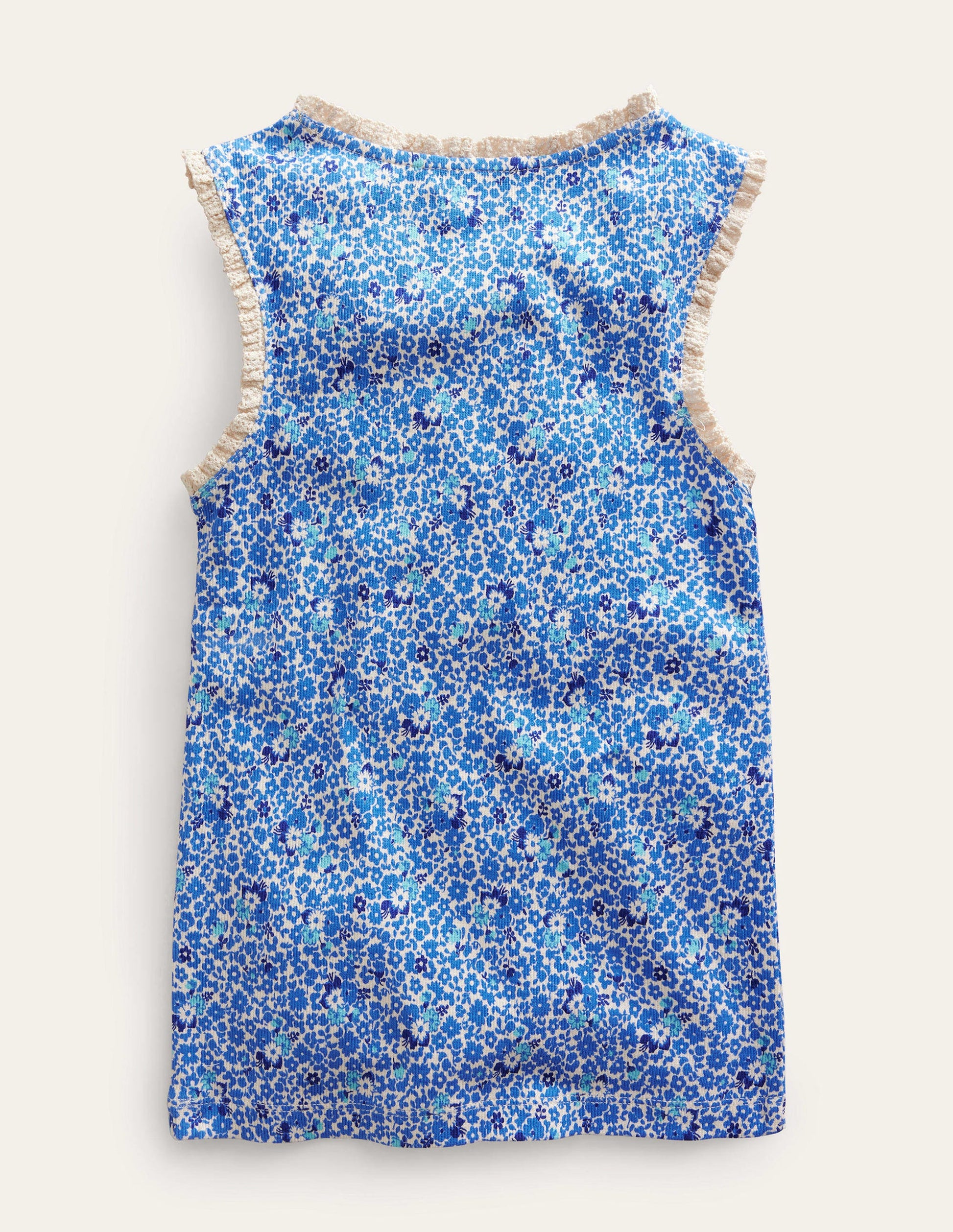 Ribbed Lace Trim Vest-Cabana Blue Floral-2