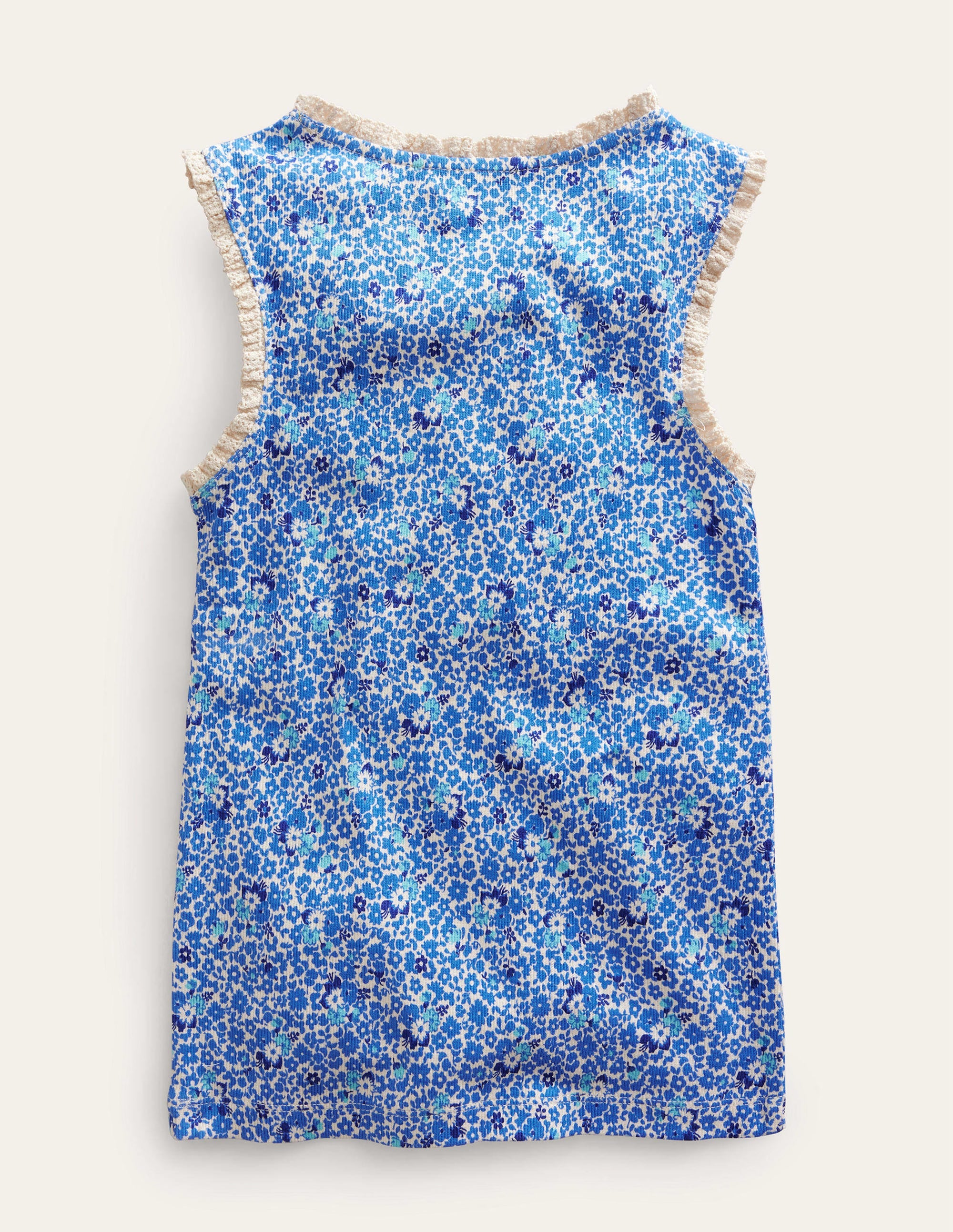 Ribbed Lace Trim Vest-Cabana Blue Floral - Image 2