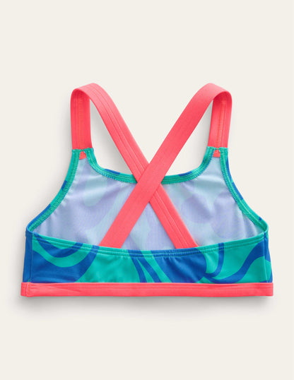 Cross Back Bikini Top-Tropical Green Summer Stencil-2