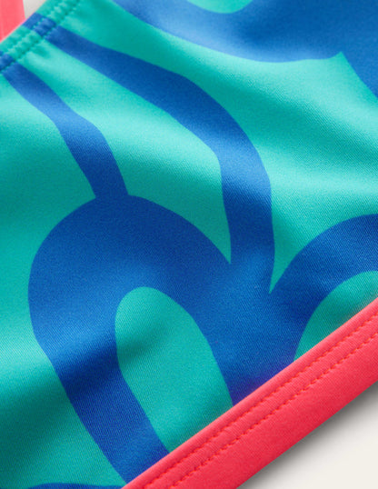 Cross Back Bikini Top-Tropical Green Summer Stencil-3