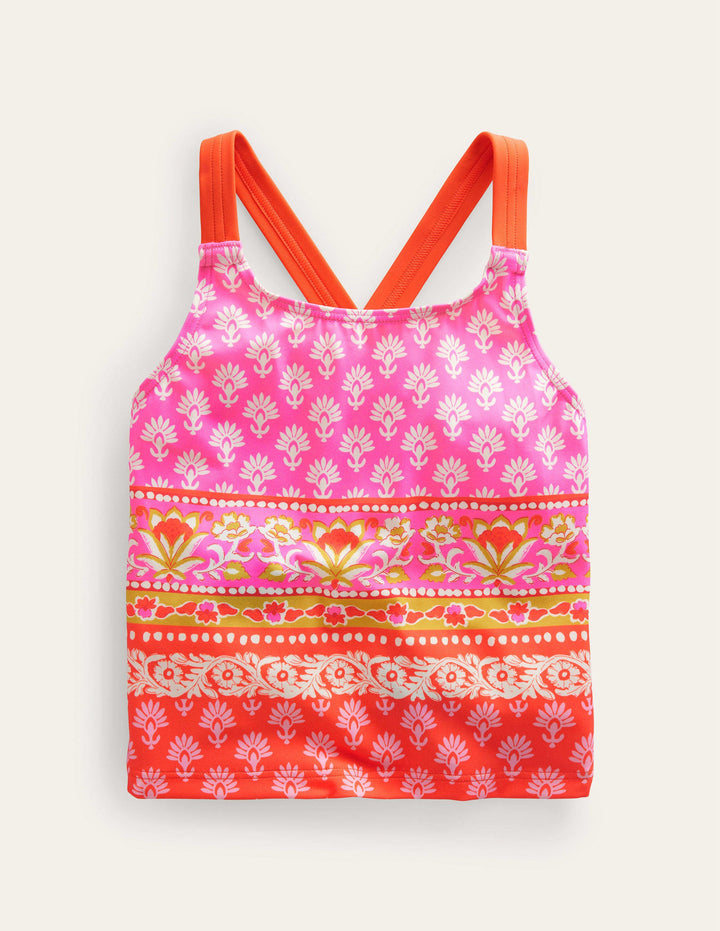 Cross Back Tankini Top-Firework Woodblock